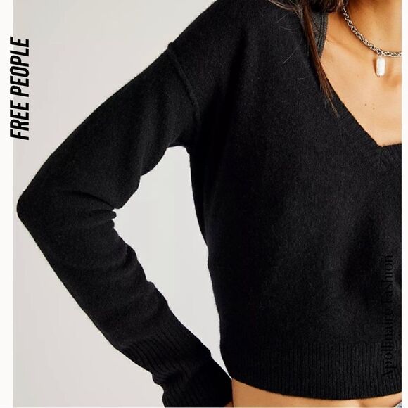 FREE PEOPLE STELLAR PULLOVER CASHMERE V NECK SWEATER NEW SP - Picture 2 of 6